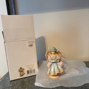 Angels Ceramic Figurine with Blue and Pink Accents